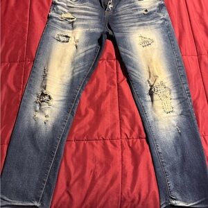 Distressed Blue Jeans